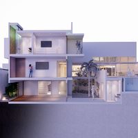 Maqueta digital BIM de casa contempor&aacute;nea con volumetr&iacute;a ortogonal y buena espacialidad